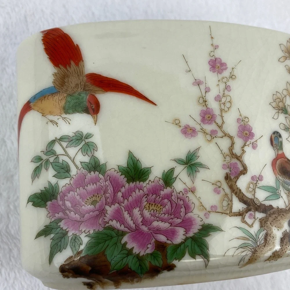 VTG Oriental Floral Toothbrush Holder 3” Japan